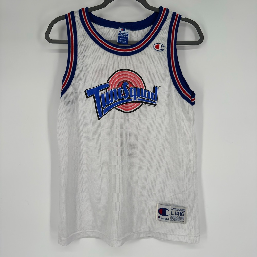 Vintage 90s Champion Tune Squad Bugs Bunny Jersey Kids L 14-16 Space Jam White